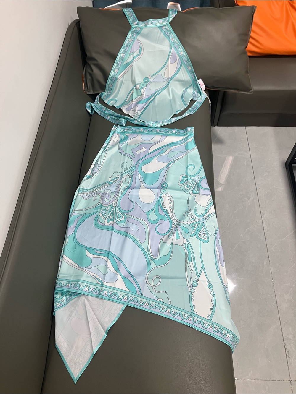 Emilio Pucci Aqua and Mint One-Piece Swim Dress